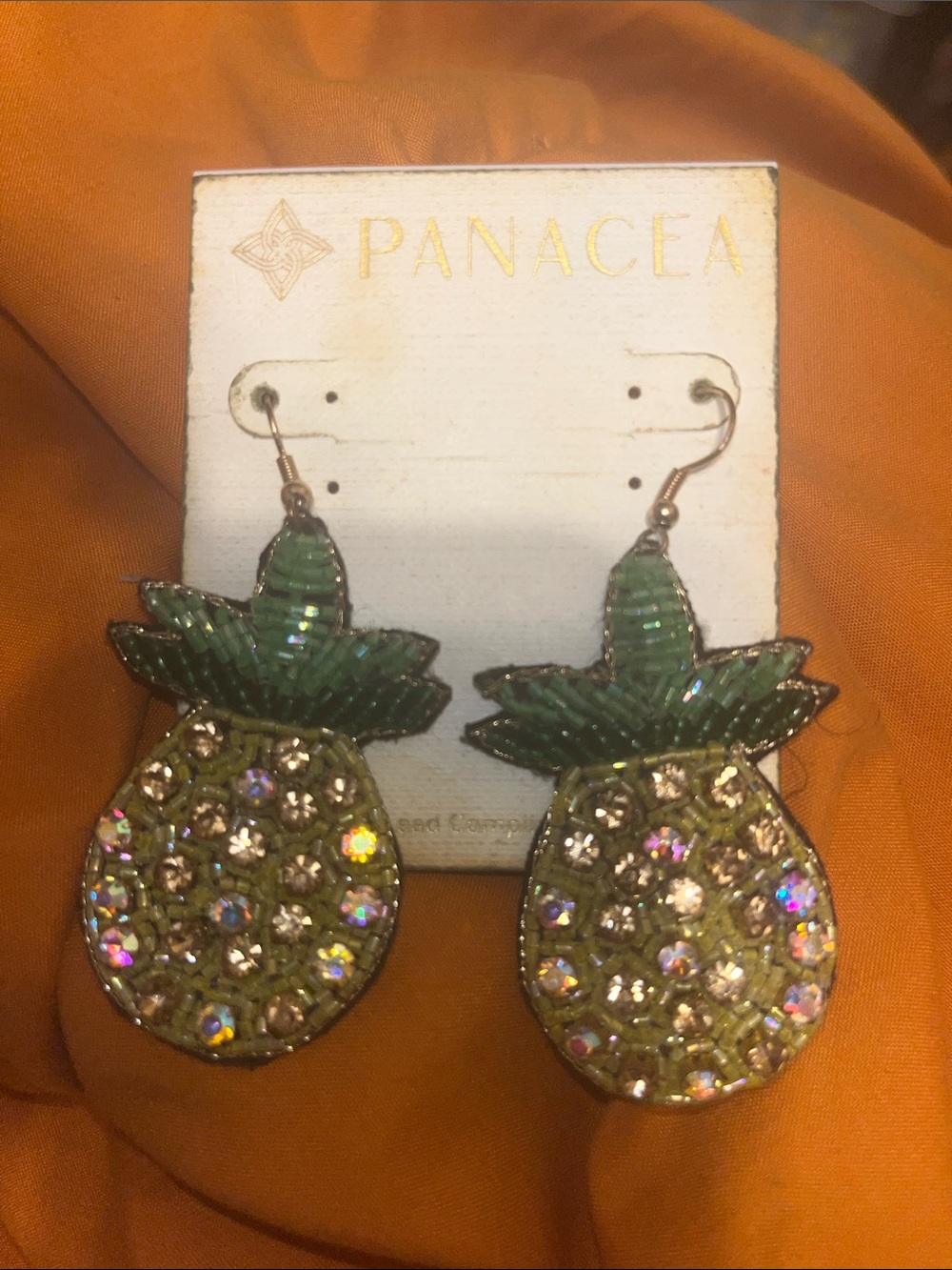Green Pineapple Crystal Drop Earrings